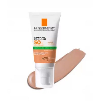 Anthelios uvmune 400 crème solaire visage en gel-crème sans parfum teinte SPF50+, Peaux Mixtes à Grasses